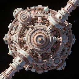 intricate machine in space, high contrast, art by mark cooper, 8 k, hyper detailed, hdr, intricate, masterpiece, pastel, artstation