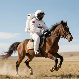 a horse rides an astronaut