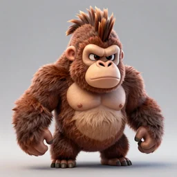 angry tough gorilla, punk gorilla with mohawk hair. interesting 3 d character concept by tiger hkn and gediminas pranckevicius, maplestory, game art, hyper detailed, character modeling, cartoon, cinematic, ray tracing, fur details, maya, c 4 d