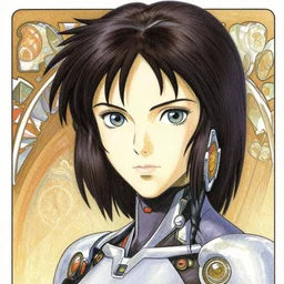 a female cyborg that looks like alita battle angel, finely illustrated face, highly detailed, colored pencil, studio ghibli, tankobon, in the style of ilya kuvshinov and krenz cushart and william - adolphe bouguereau and alphonse mucha