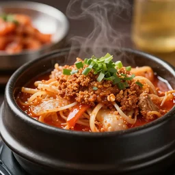 close - up focused dslr photograph of a korean dinner, 8 k, high detail, volumetric lighting, hyperrealism, aesthetically pleasing, studio lighting, trending