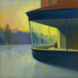 Good Morning, conceptual philosophical painting by Edward Hopper, trending on ArtStation, masterpiece, artgem, 8K, super-resolution,