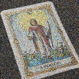 highly detailed photorealistic album art by android jones, crisp quality and light reflections, octane render, tarot card with ornate border frame