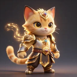 super cute fantasy cat warrior 3D concept art by Gediminas Pranckevicius, glowing effect, ornate, dynamic,  centered, sharp focus,  beautiful detailed, face very realistic, Game Art, hyper detailed, no background, cartoon, cinematic, raytrace, Trend on artstation, C4D