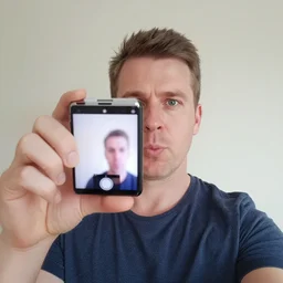 estonian dad accidentaly taking picture with front camera, 8 k, ultrawide lens