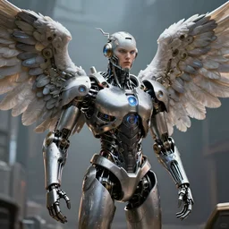 portrait of a mechanical angel in a marvel movie, science fiction industrial hard science concept art, 8K render octane high definition cgsociety, photorealistic, unreal engine 5