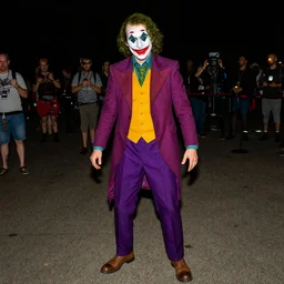 jeff goldblum cosplaying the joker, dragoncon, flash photography, full length, full resolution, 3 5 mm, f / 2. 8