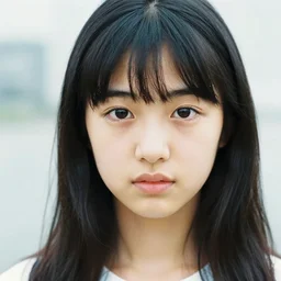 Portrait of an 1980 young japanese girl, (EOS 5DS R, ISO100, f/8, 1/125, 84mm, postprocessed, crisp face, facial features)