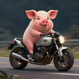 pig in motorcycle,digital Art,greg rutkowski, trending on artstation, cinematic