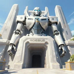the entrance into the giant temple of the future robot gods by moebius