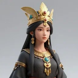 beautiful detailed 3 d matte painting of female empress of dark and light, indigenous, tribal, mononoke, wearing a golden crown, with a pale pink, by ellen jewett, tomasz alen kopera and justin gerard | sweet and sour, ying and yang