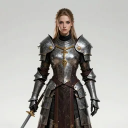 Symmetrical portrait of Gloomhaven RPG paladin young woman, symmetrical portrait