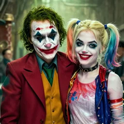 a cinematic portrait of the joker and harley quinn, art by lois van baarle and loish! and rossdraws and sam yang and samdoesarts and artgerm and saruei and disney, digital art, highly detailed, intricate, sharp focus, trending on artstation hq, deviantart, unreal engine 5, 4 k uhd image