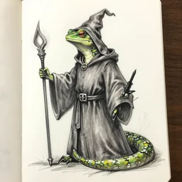 wizard lizard in robe sketch