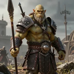 Real orc warrior dressed for battle
