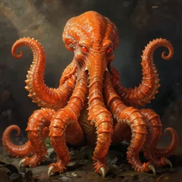 zoological portrait of orange cthulhu by troy nixey