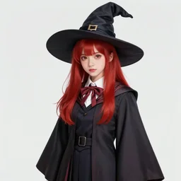 portrait cute adult female witch student, magic university school dress, bangs red hair, illustration, highly detailed, digital painting, concept art, matte, art by wlop and artgerm and greg rutkowski and alphonse mucha