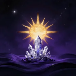 space cosmic dark minimal energy wave dark deep purple bluish rising sun crystals white religious dawn purple gold god rays crystals simple background