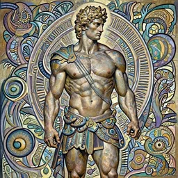 Greek god, gorgeous, amazing, muscular, fit, very muscular male body, intricate, highly detailed, digital painting, artstation, concept art, sharp focus, illustration, art by greg rutkowski and alphonse mucha