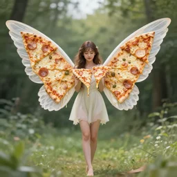 fairy, wings replaced with pizza slices,