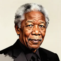 a portrait illustration of Morgan Freeman drawn by ROBERT CRUMB