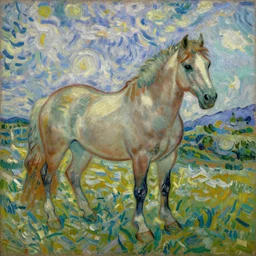 a painting of a horse, by vincent van gogh ( ( ( claude monet ) ) )