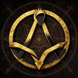 photo of a freemason symbol merged with an illuminati s symbol with occult background