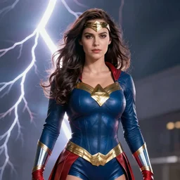 woman super hero photo real, dramatic lightning, highly detailed, high quality, HD
