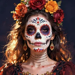 Illustration of a sugar skull day of the dead girl, art by brook shaden