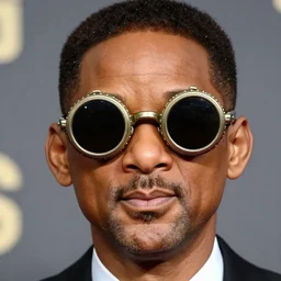 will smith wearing big steampunk googles, photo by gustave baumann
