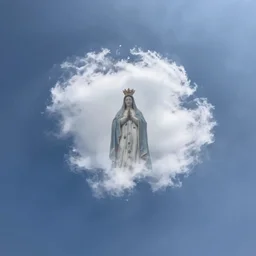 wide angle sky with 1 1 0 0 0 0 8 0 0 0 0 virgin mary cloud in center