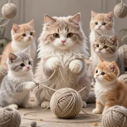 sanctuary of fluffy cats and kittens playing with yarn, magnificent, close up, details, sharp focus, elegant, highly detailed, illustration, by Jordan Grimmer and greg rutkowski and PiNe(パイネ) and 薯子Imoko and 香川悠作 and wlop and maya takamura, intricate, beautiful, Trending artstation, pixiv, digital Art