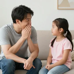 daughter looks at her father after he made a dad joke