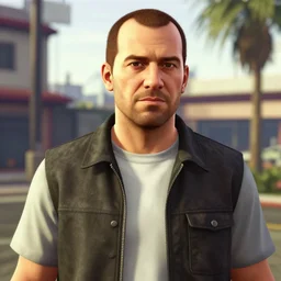 a screenshot of bruce campbell in gta 5. 3 d rendering. unreal engine. amazing likeness. very detailed. cartoon caricature