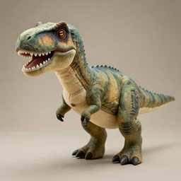 a stuffed, photo-realistic dinosaur