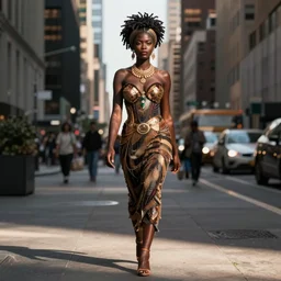 African Aphrodite walking in NYC