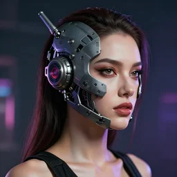 sexy beautiful woman head made of mech mask rendered in unreal engine, cyberpunk, rave, scifi, painted by david burliuk | bernard buffet | carne griffiths | stanislaw lem