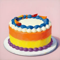 painting of a primary colored cake by greg hildebrandt tim hildebrant brothers hildebrant
