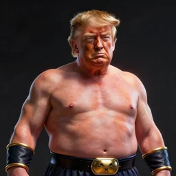 portrait of monster Donald trump who looks like Majin buu from dragon ball z, digital art