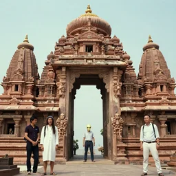alien portal made out of hindu temples by stanley kubrick and tooth wu and wlop and beeple