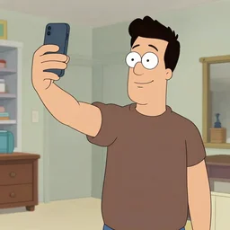 An american dad taking a selfie, photography