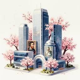 futuristic city decorated with sakura, caravaggio, watercolor fine art, multi - layer technique, orientalism, academicism, beautiful, highly detailed, color harmony, perfect composition, octane render, ornate, beautiful lighting, cg society, highly detailed, 5 k extremely detailed, 3 d. cinematic scene. sharp image, divine rule