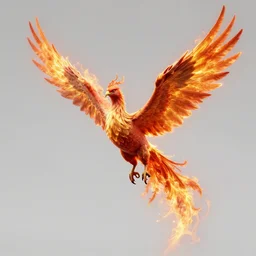 fantasy phoenix with wing on fire, high detail, fantasy art, concept art, 4 k, ultra detail, computer art