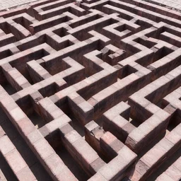 brick paving maze, overhead view, detailed