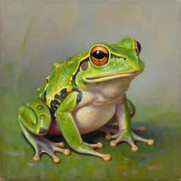 Dreaming Frog, Oil on Canvas, Detailed, Colored, Surrealism
