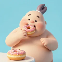 A really fat squiller eating a donut