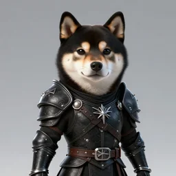 wearing witcher 3 black armor, anthropomorphic shiba inu, shiba inu face, stuning 3 d render, masterpiece, glowing aura, by donato giancola and greg rutkowski and wayne barlow and zdzisław beksinski, realistic face