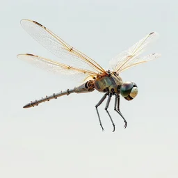 an immaculate cel shaded rendering of an enormous biomechanical cyber strandbeest dragonfly in flight. high key lighting. by theo jansen by alberto baisi