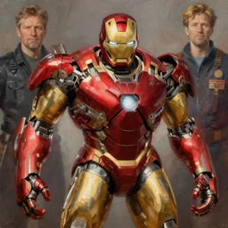 iron man hulkbuster, extremely detailed oil painting, unreal 5 render, rhads, bruce pennington, studio ghibli, tim hildebrandt, digital art, octane render, beautiful composition, trending on artstation, award - winning photograph, masterpiece