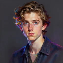 ValetinaRemenar on twitter!! semi semi realistic digital painting!! Timothee Chalamet! Xray melting colors!!